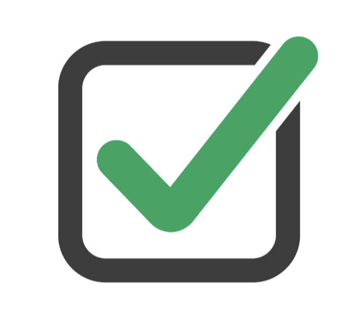 Green checkmark in a black box